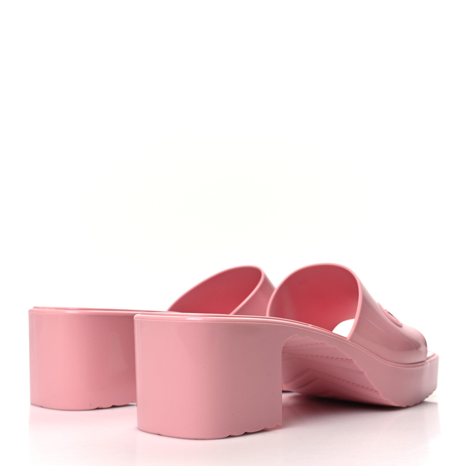 Gucci Rubber Gucci Logo Womens Platform 20/60mm Slide Sandals 35 Wild Rose 4 of 9