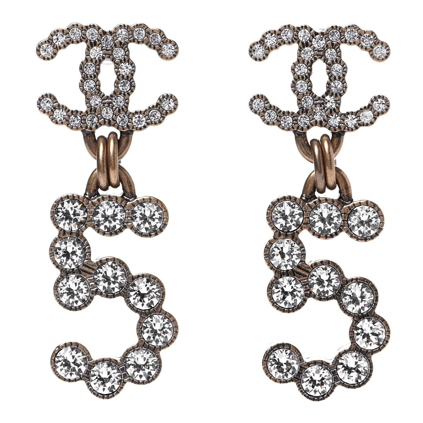 Metal Crystal City of Lights No 5 Drop Earrings Gold
