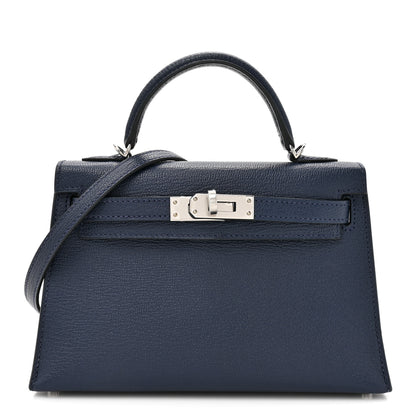 Hermes Chevre Mysore Verso Mini Kelly Sellier 20 Bleu Navy Bleu Zellige 1 of 11
