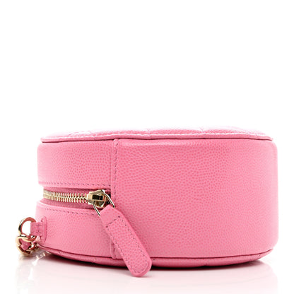 Chanel Caviar Quilted Crystal CC Round Clutch With Chain Pink 4 of 9