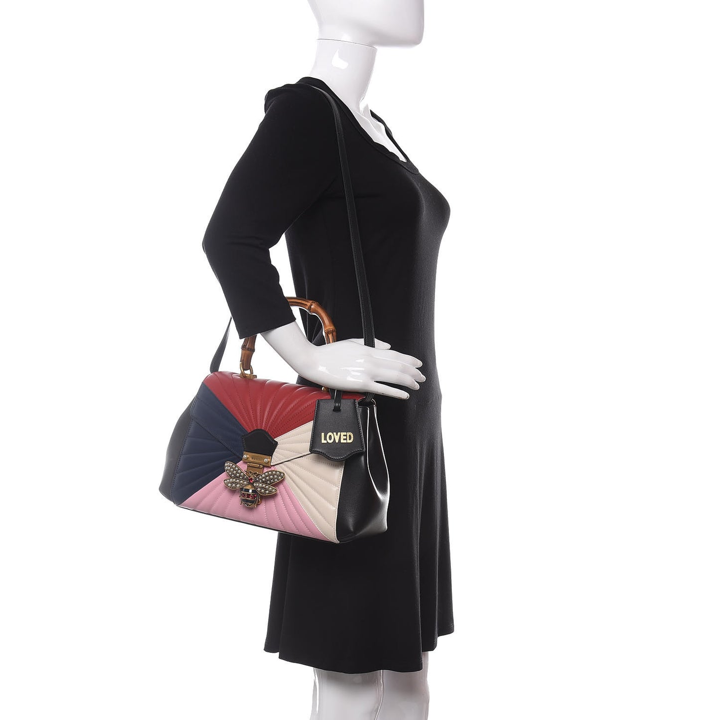 Calfskin Bamboo Trapuntata Queen Margaret Top Handle Bag Blue Agata Hibiscus Red Mystic White Sugar Pink