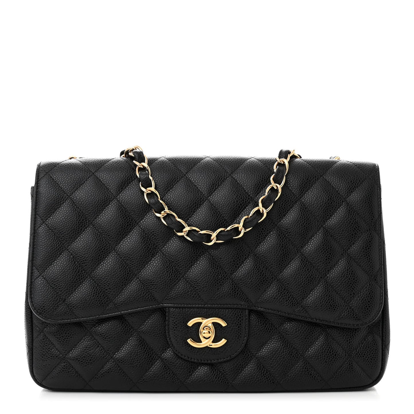 Caviar Quilted Jumbo Single Flap Black