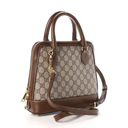 Gucci GG Supreme Monogram Azalea Calfskin Small Horsebit 1955 Top Handle Bag Beige Ebony Brown Sugar 4 of 12