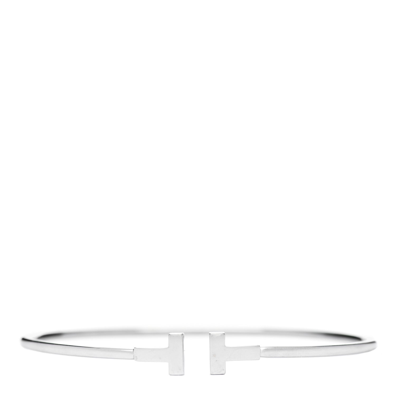 Tiffany 18K White Gold Narrow T Wire Bracelet 1 of 4