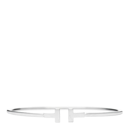 Tiffany 18K White Gold Narrow T Wire Bracelet 1 of 4