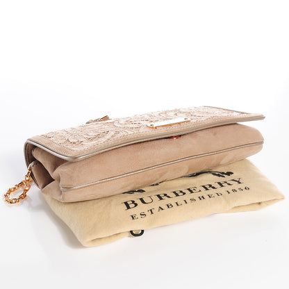 Burberry Suede and Lace Clutch Nude 4 of 8