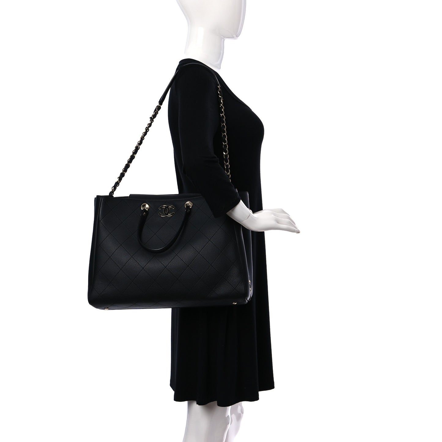 Bullskin Stitched Large Shopping Bag Black