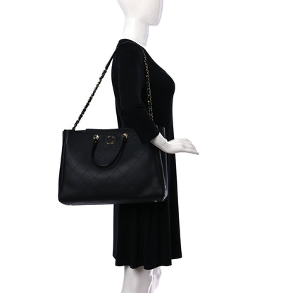 Chanel Bullskin Stitched Large Shopping Bag Black 2 of 13