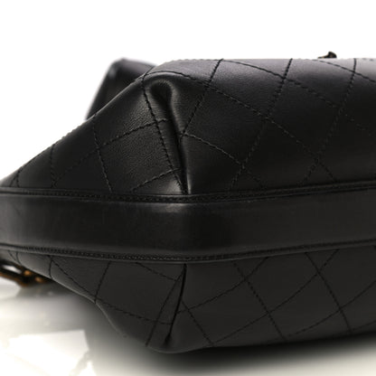Chanel Calfskin Stitched Small Paris Rome Drawstring CC Bag Black 9 of 17