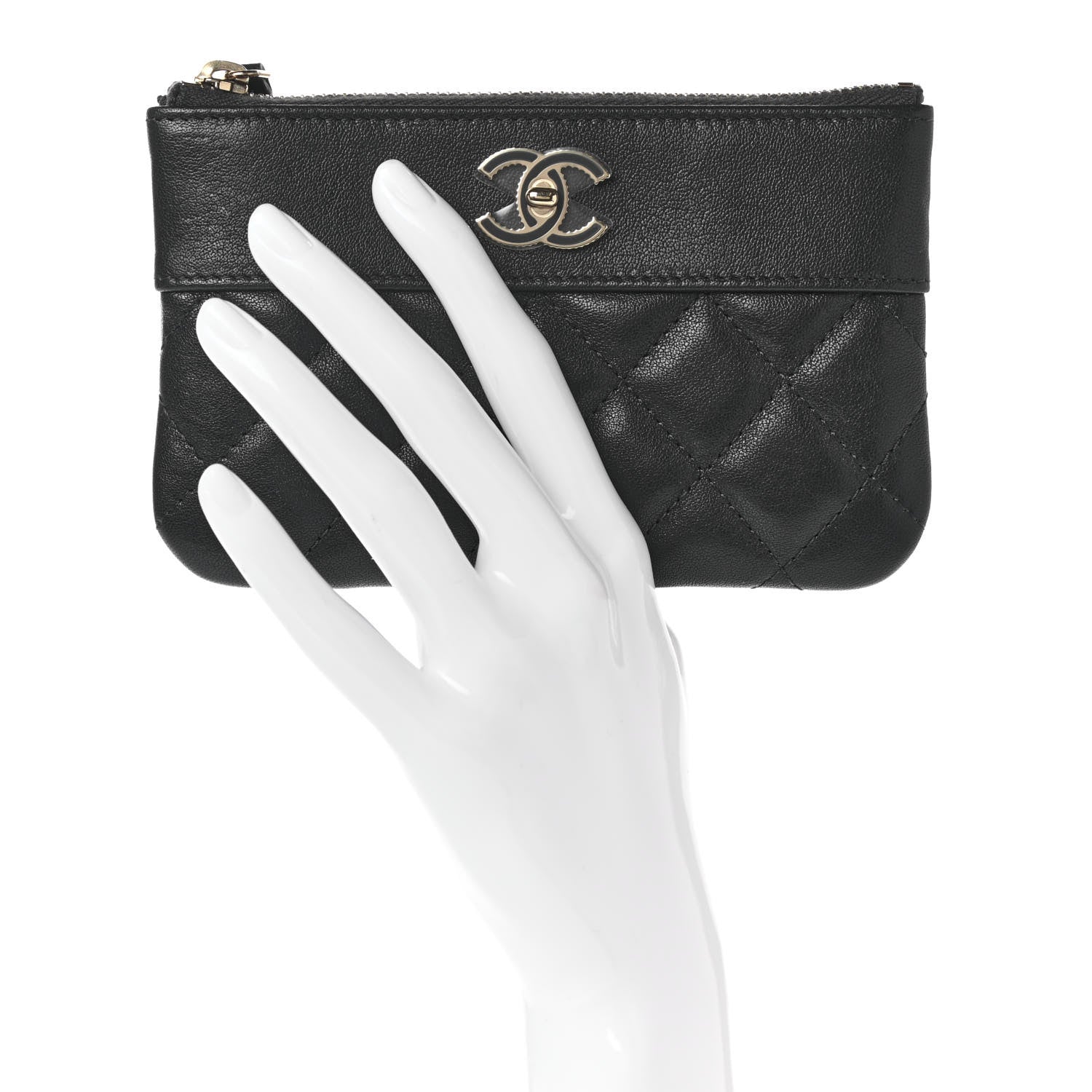 Chanel Sheepskin Quilted Small Vintage Mademoiselle Cosmetic Case Black 2 of 7