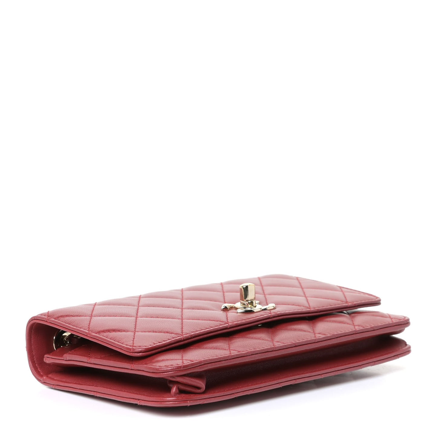 Lambskin Quilted Trendy CC Wallet On Chain WOC Red