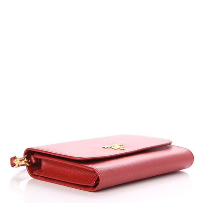 Prada Saffiano Metal Compact Wristlet Wallet Fuoco 4 of 10