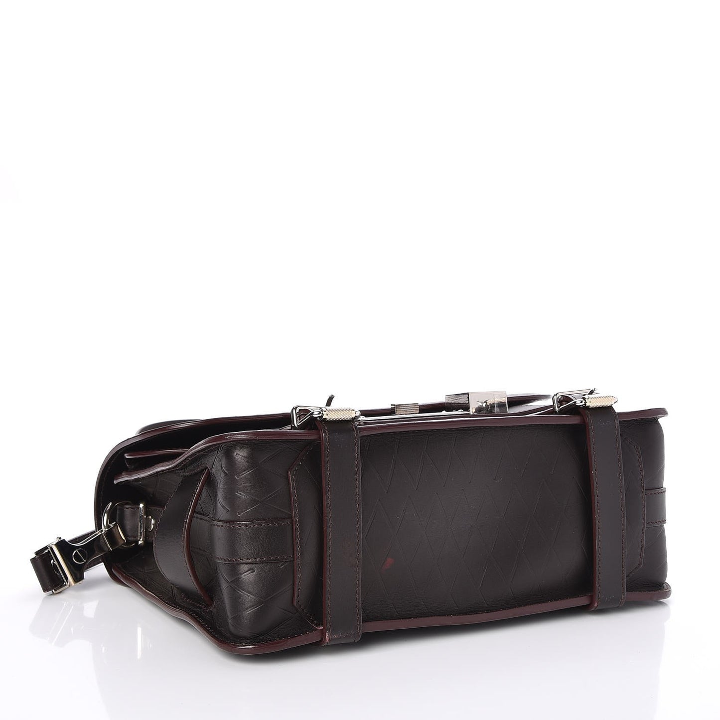 Calfskin Embossed Crosshatch PS11 Classic Shoulder Bag Burgundy