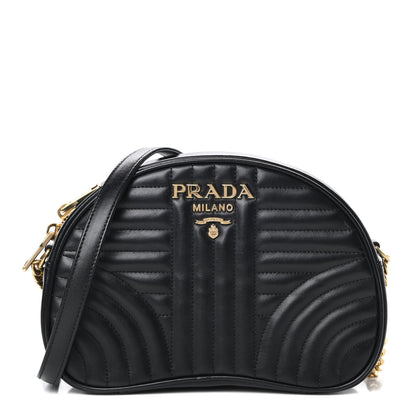 Prada Soft Calfskin Impunture Diagramme Dome Crossbody Bag Black 1 of 14
