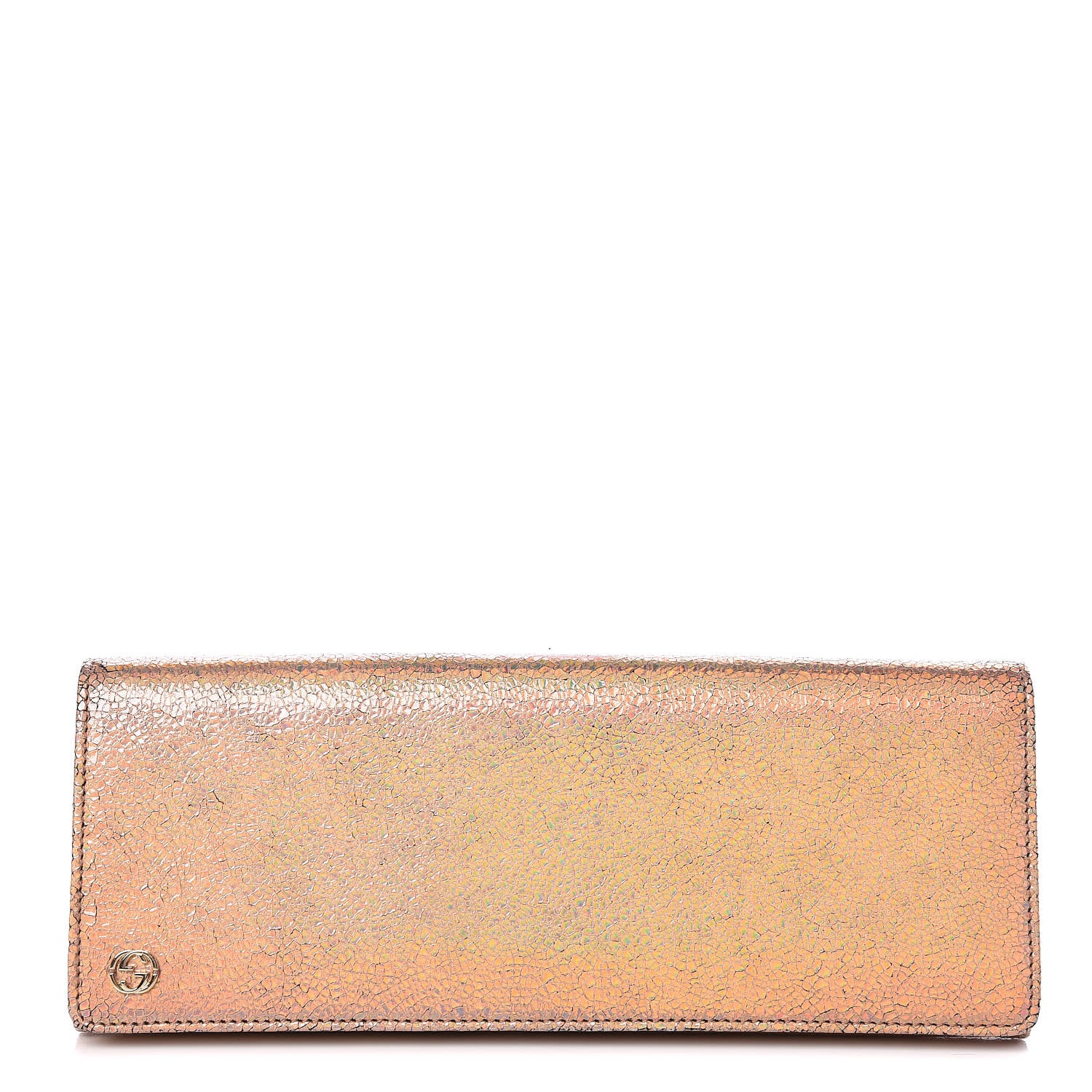 Gucci Metallic Crackled Calfskin Broadway Clutch Salmone 1 of 10