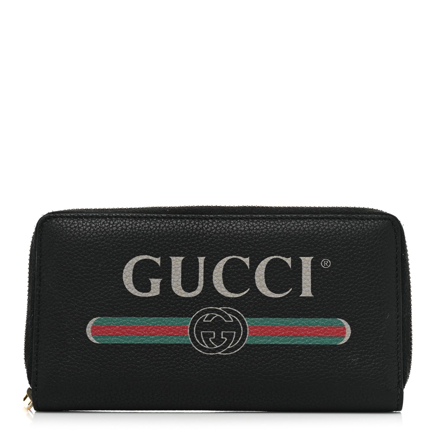 Calfskin Logo Zip Around Wallet Black
