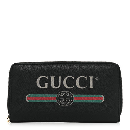 Gucci Calfskin Logo Zip Around Wallet Black 1 of 14