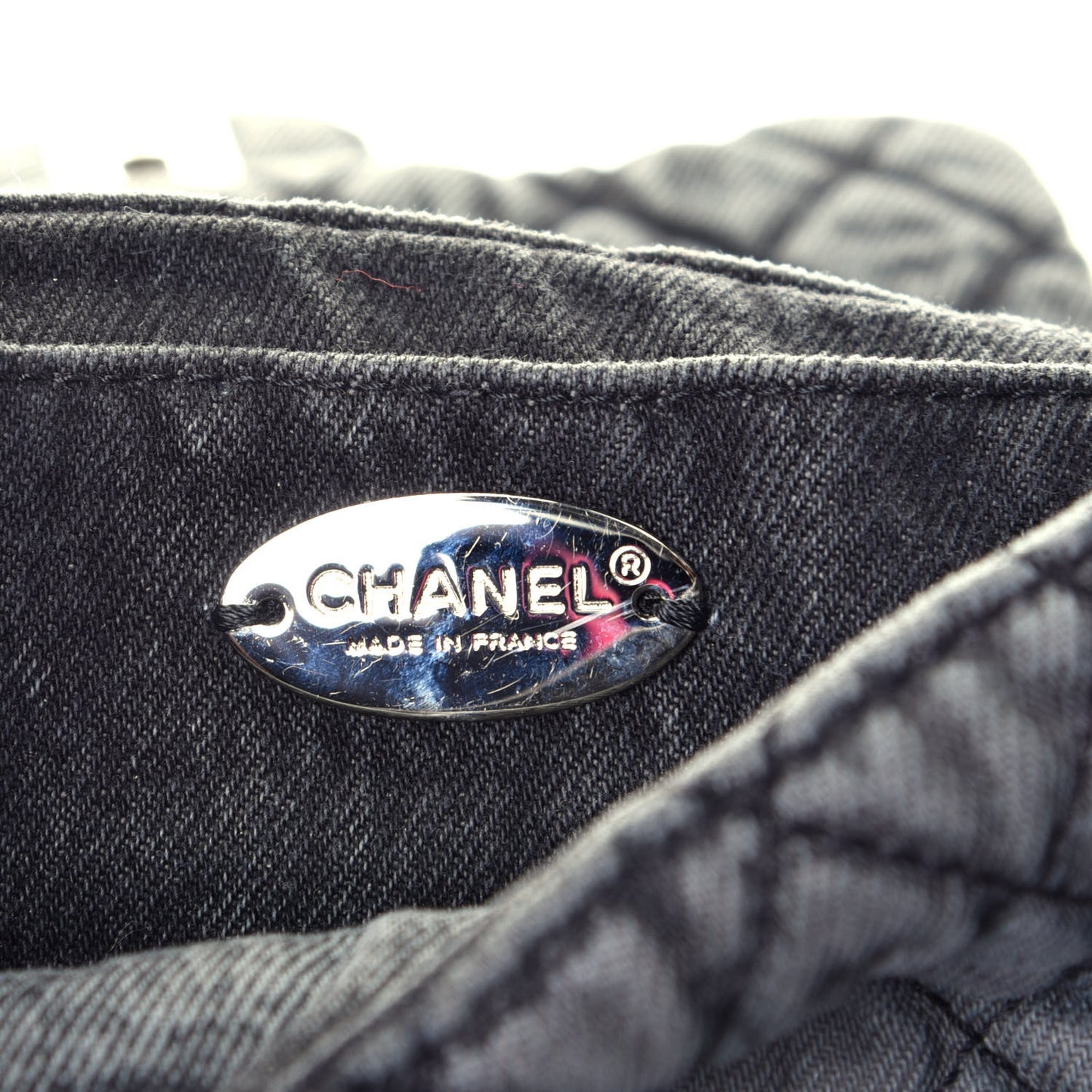Washed Denim Quilted Small Denimpression Flap Grey Black