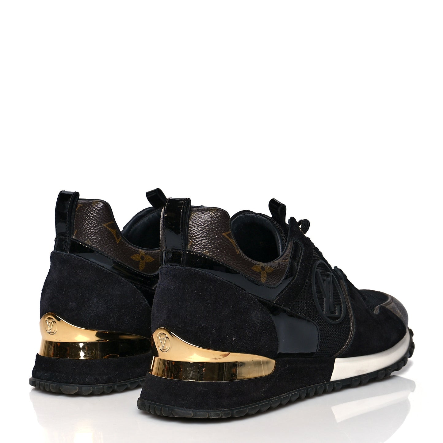 Suede Monogram Run Away Sneakers 37 Black