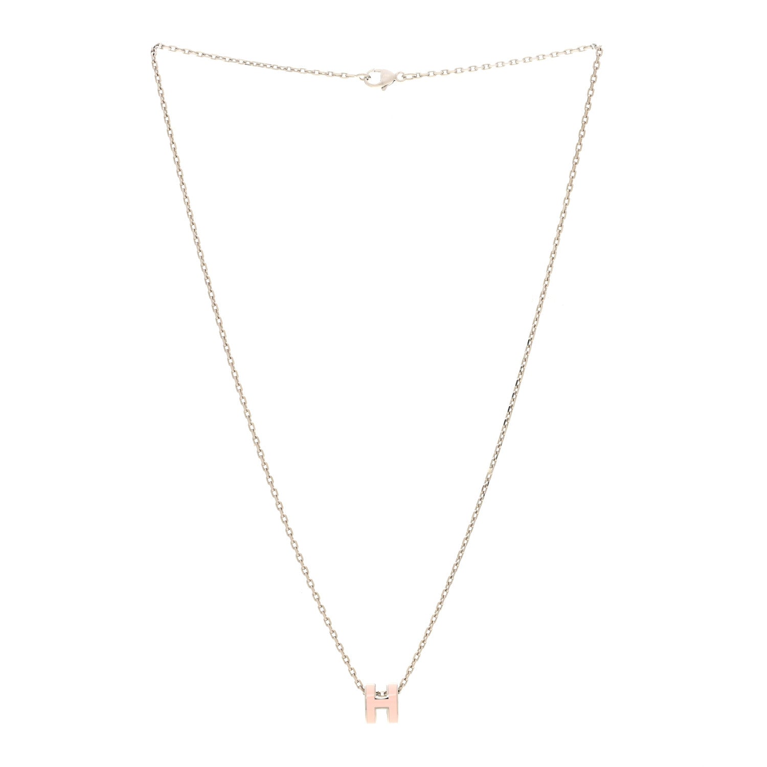 Hermes Palladium Mini Pop H Pendant Necklace Rose Dragee 3 of 6
