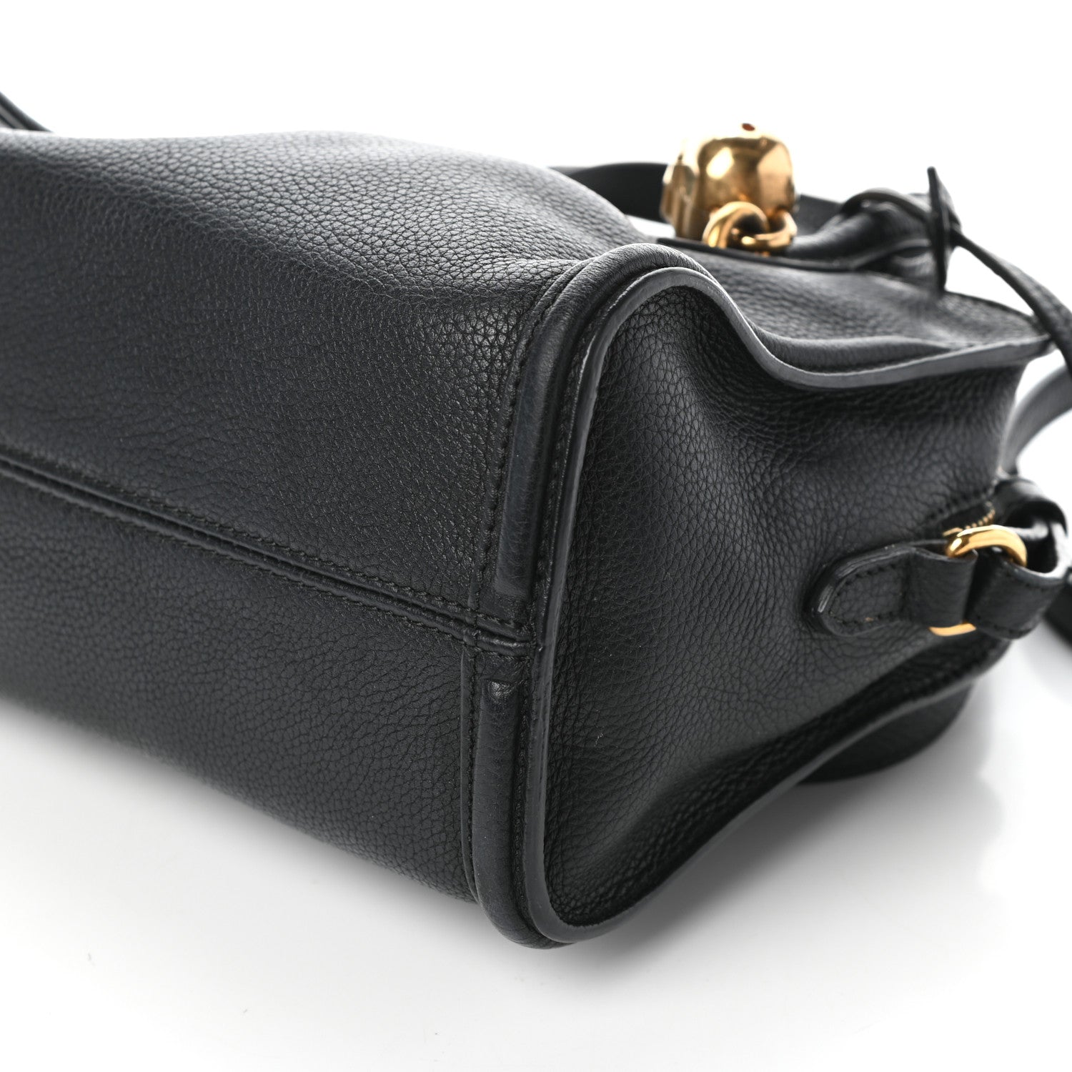Alexander McQueen Pebbled Calfskin Mini Skull Padlock Zip Around Tote Black 9 of 9