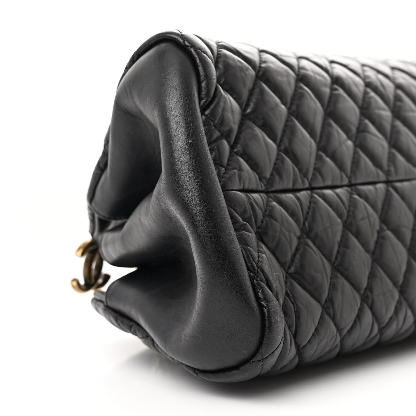 Aged Calfskin Quilted Medium Just Mademoiselle Black