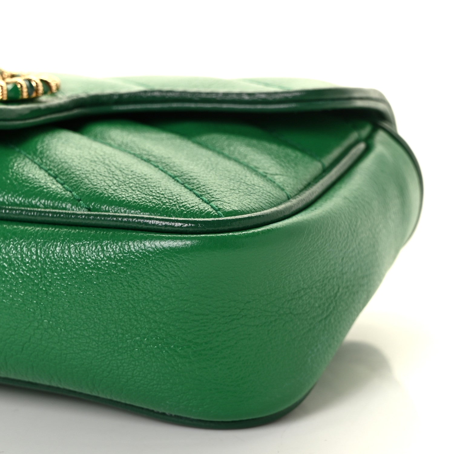 Gucci Azalea Calfskin Enamel Matelasse Diagonal Super Mini Torchon GG Marmont Shoulder Bag New Shamarock Emerald 9 of 10