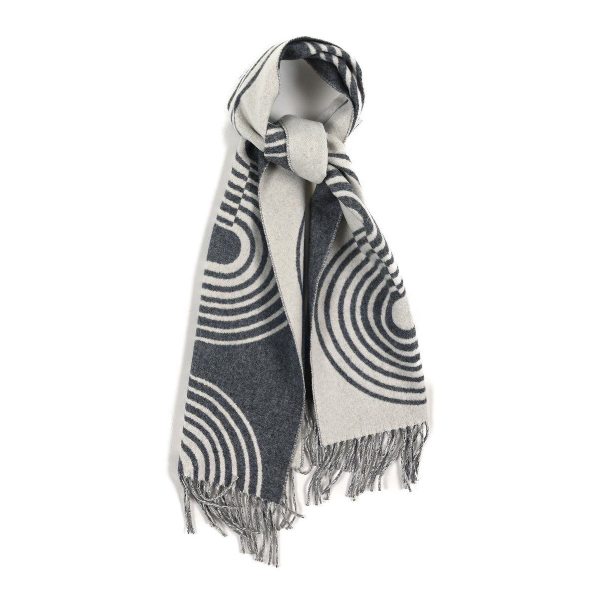 Hermes Cashmere Casaque Vague Muffler Gris Flanelle Ivoire 1 of 3