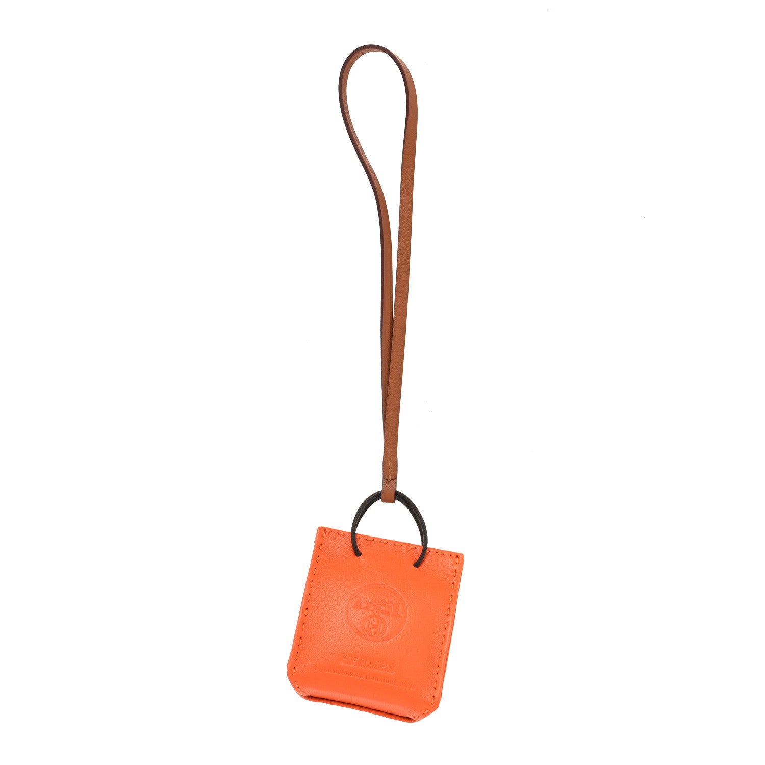 Hermes Milo Lambskin Swift Shopping Bag Charm Feu Gold 1 of 3