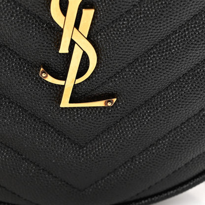 Saint Laurent Grain De Poudre Matelasse Chevron Quilted Round Vinyle Camera Bag Black 13 of 14