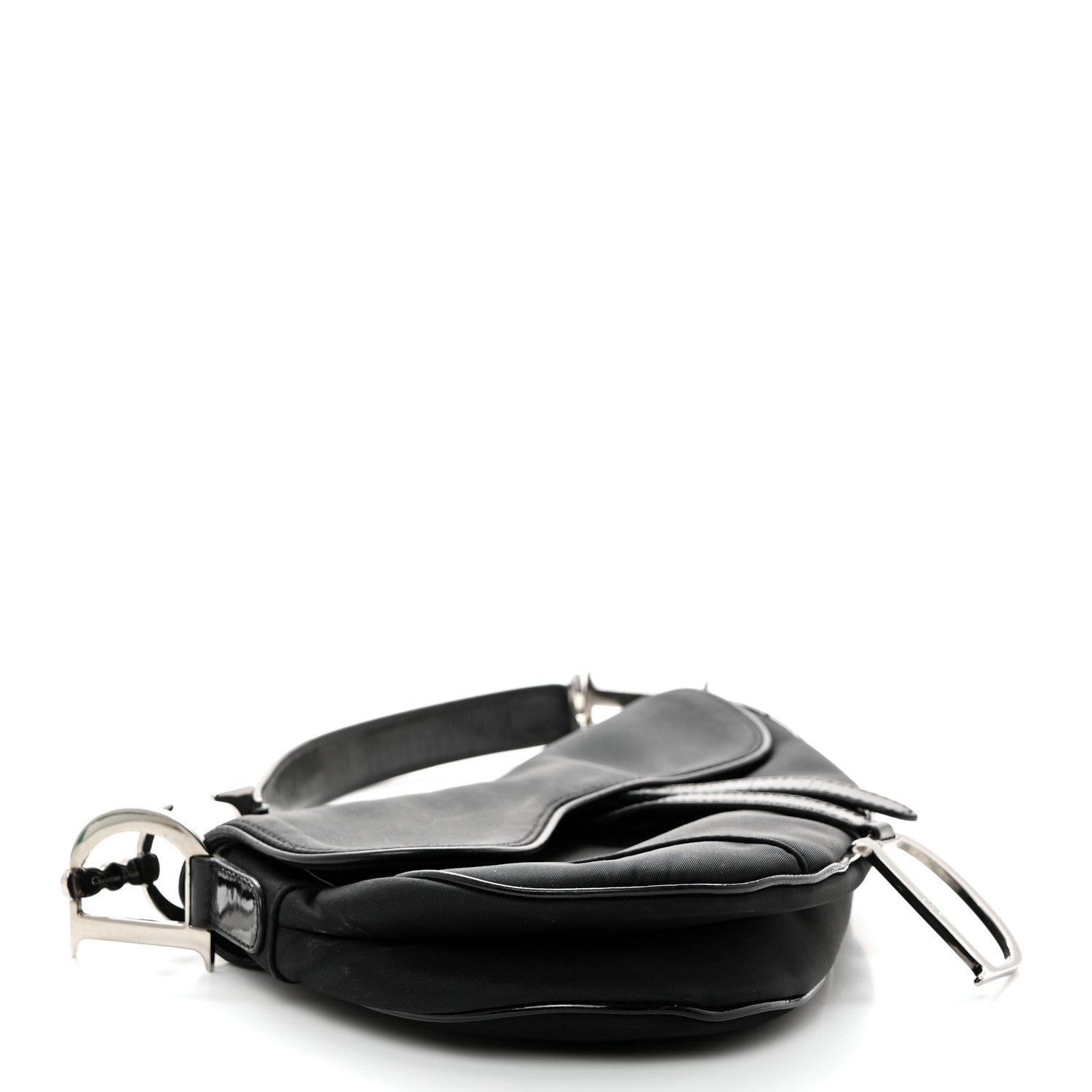 Christian Dior Canvas Patent Calfskin Saddle Bag Black 3 of 19