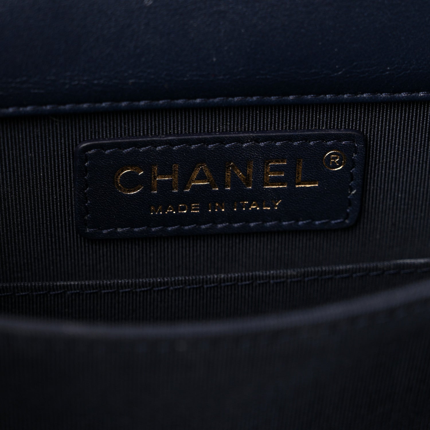 Chanel Metallic Lambskin Striped North South Boy Flap Navy Gold 5 of 8