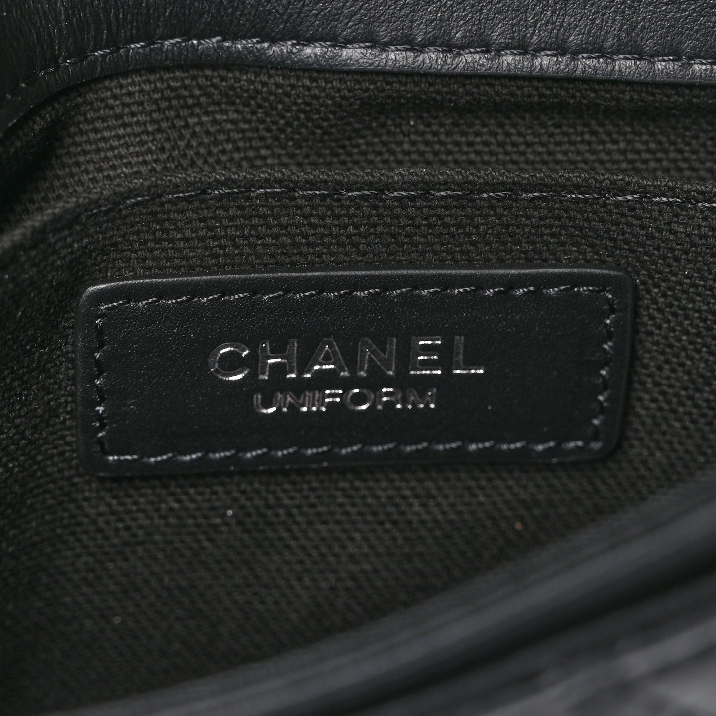 Calfskin Quilted CC Uniform Flap Belt Bag Black