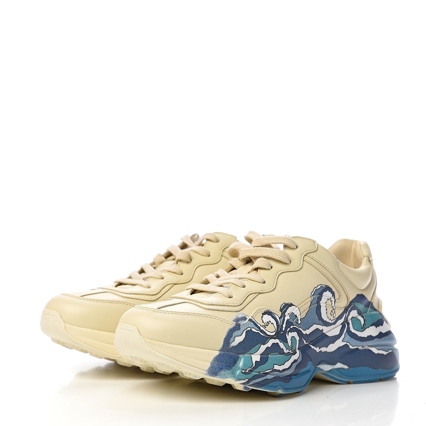Calfskin Wave Printed Womens Rhyton Sneakers 38 Mystic Ivory