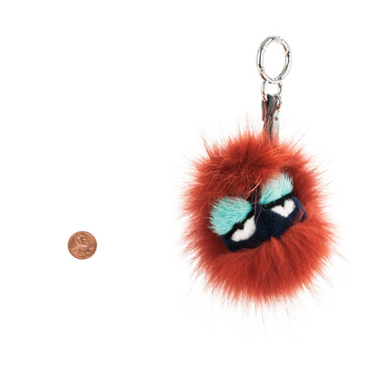 Fendi Fox Mink Rabbit Fur Vitello Dolce Blueminous Monster Bag Bug Charm Rust Turquoise 2 of 3