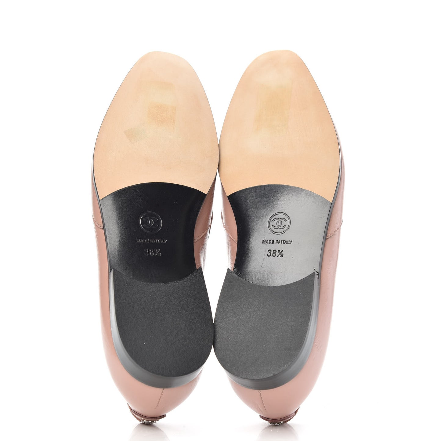 Glazed Calfskin Logo Slip On Loafers 38.5 Light Pink