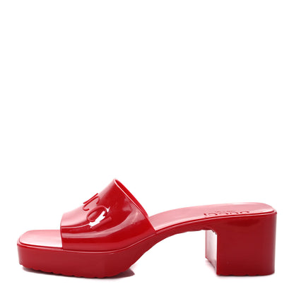 Gucci Rubber Gucci Logo Womens Platform 20/60mm Slide Sandals 38 Hibiscus Red 1 of 9