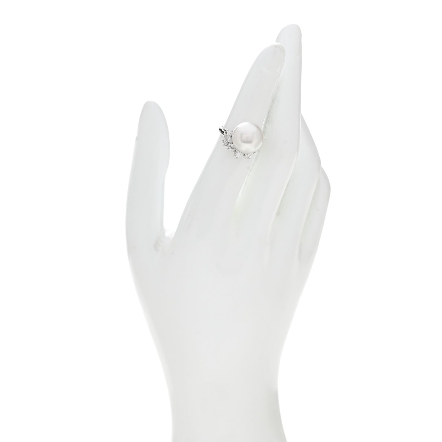 Platinum Diamond South Sea Cultured Pearl 12mm Cocktail Ring 49 5