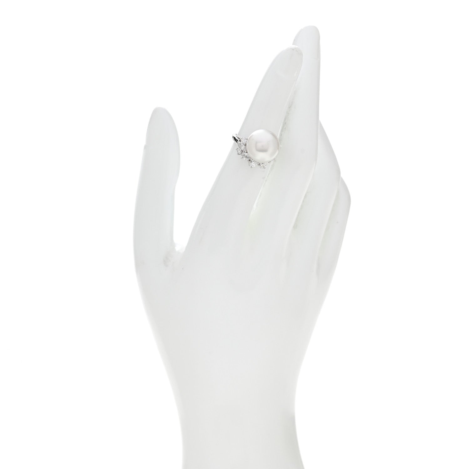 Mikimoto Platinum Diamond South Sea Cultured Pearl 12mm Cocktail Ring 49 5 2 of 5