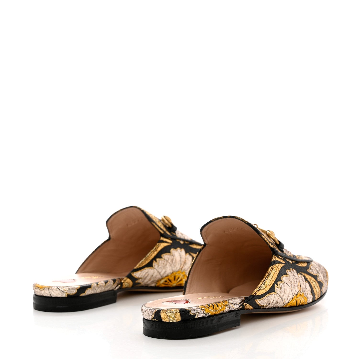 Gucci Jacquard Floral Womens Princetown Slippers 36.5 Oro Black 4 of 9