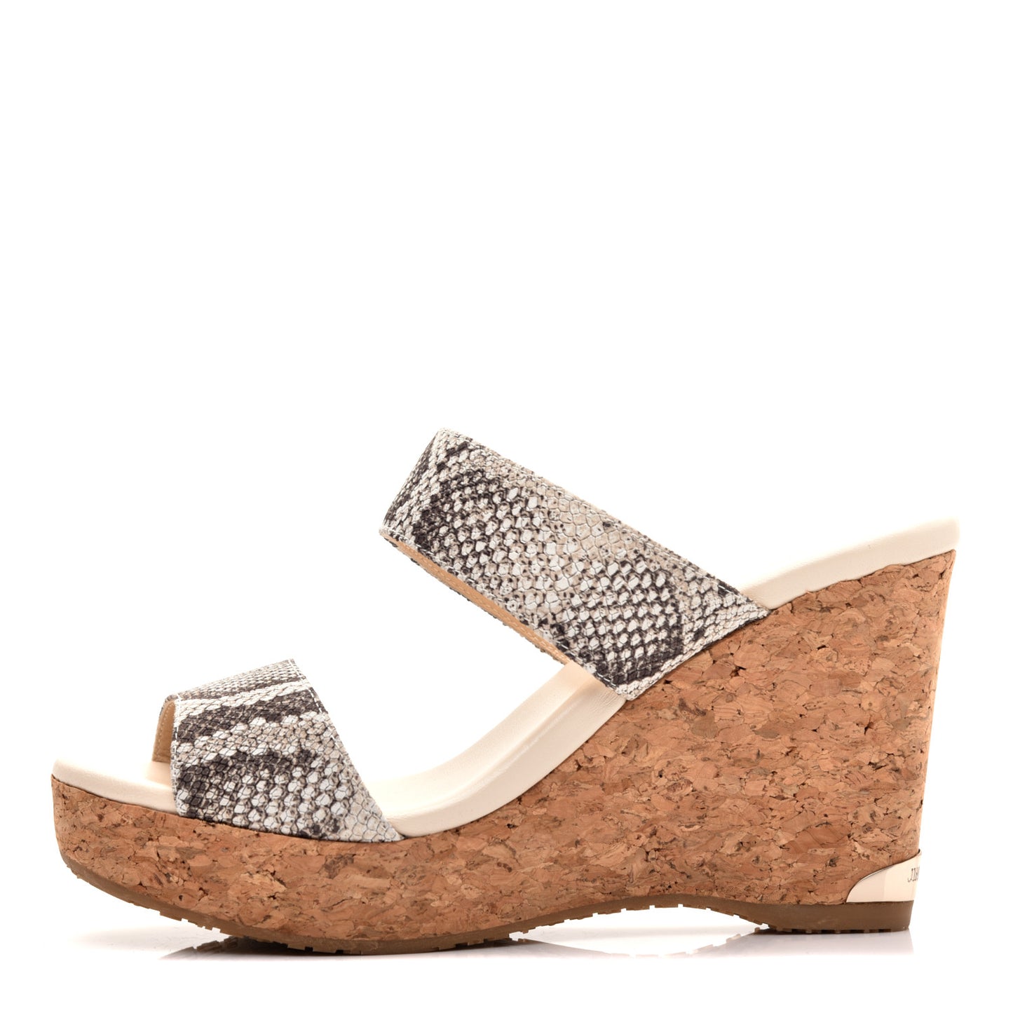 Snakeskin Cork Parker Wedge Sandals 38.5 Natural