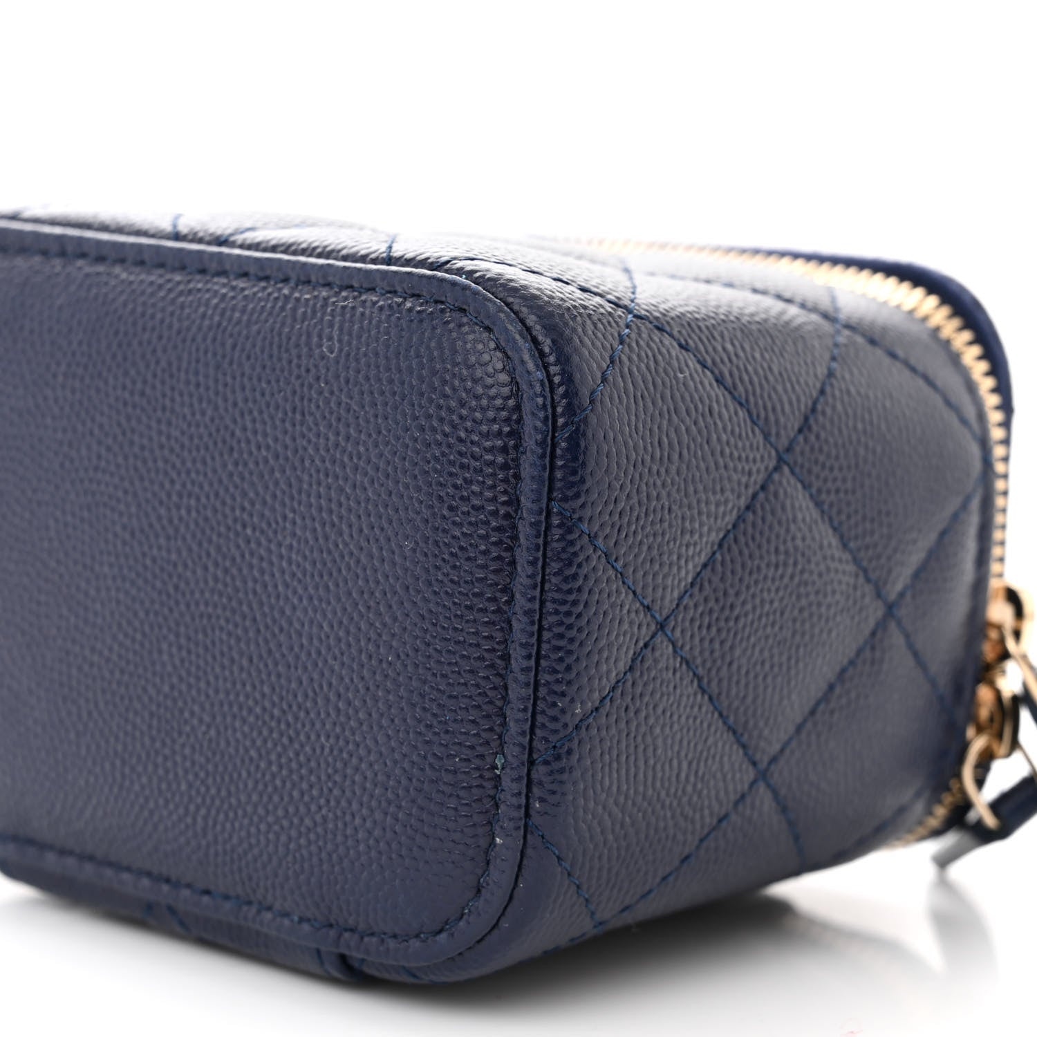 Chanel Caviar Quilted Mini Vanity Case With Chain Navy Blue 10 of 10