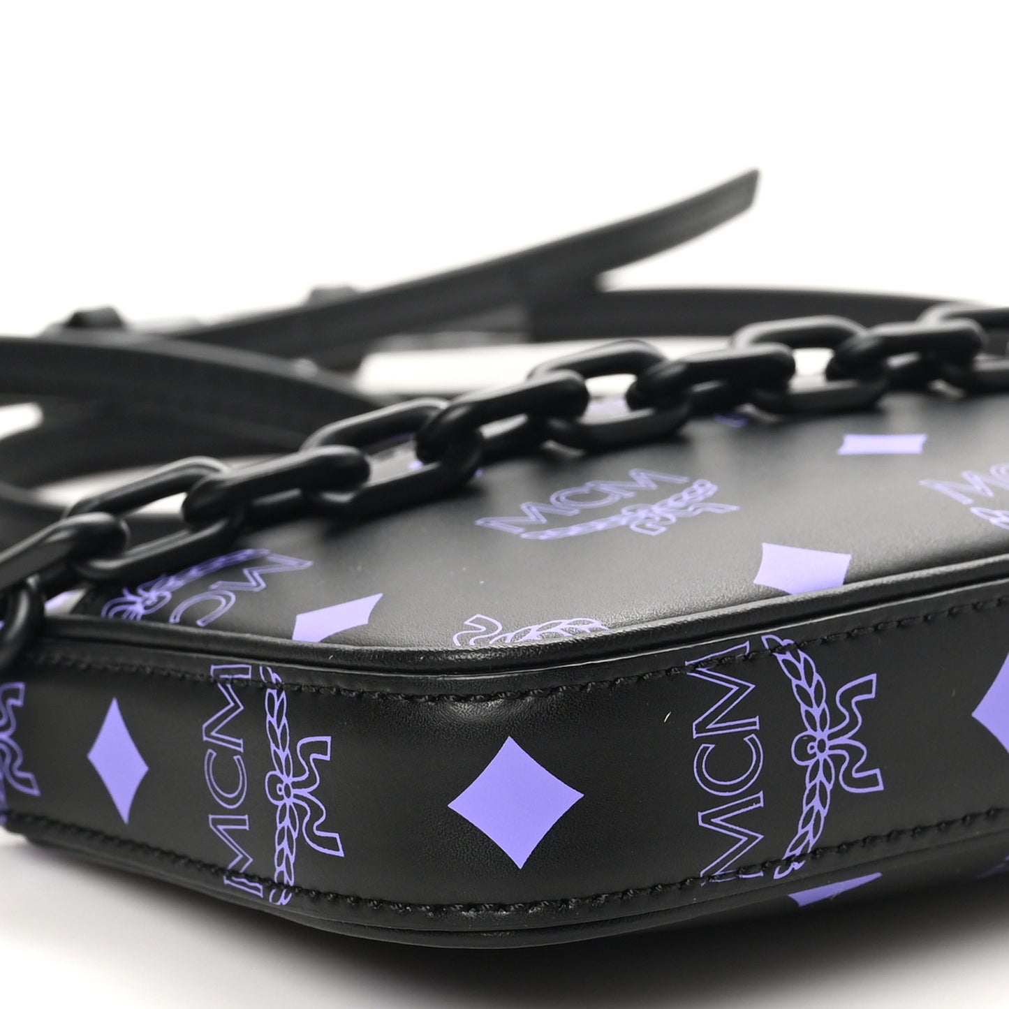 Calfskin Visetos Color Splash Logo Pouch On Chain Mini Dahlia Purple