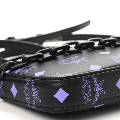 MCM Calfskin Visetos Color Splash Logo Pouch On Chain Mini Dahlia Purple 8 of 9