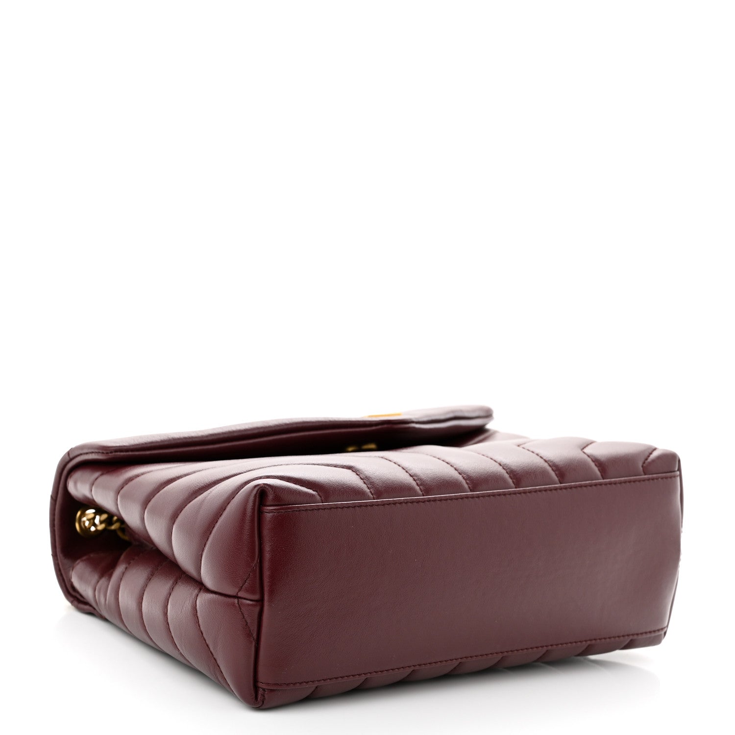 Saint Laurent Calfskin Y Quilted Monogram Small Loulou Chain Satchel Dark Legion Red 4 of 9