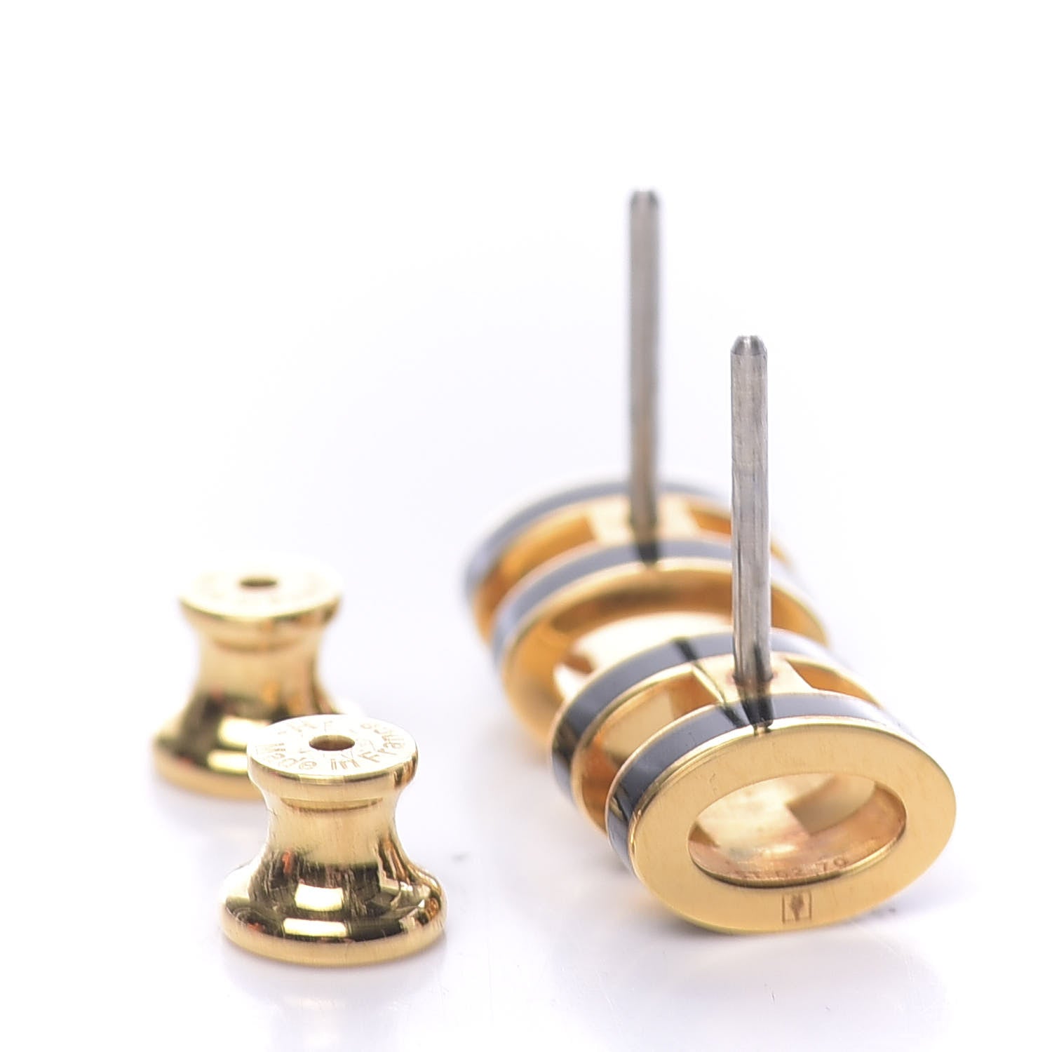 Hermes Gold Lacquered Pop H Earrings Black 3 of 7