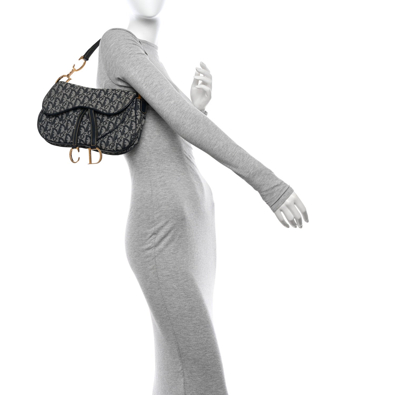 Christian Dior Monogram Double Saddle Bag Navy Blue 2 of 12