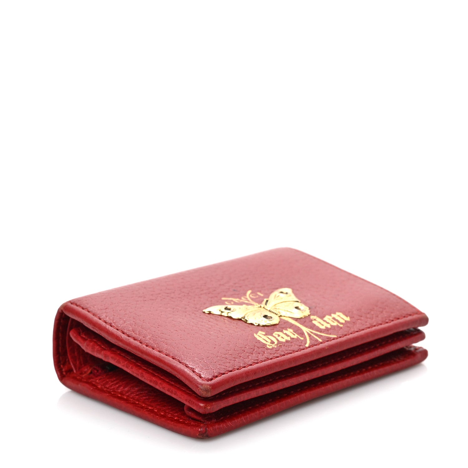 Gucci Calfskin Butterfly Garden Card Case Red 5 of 7