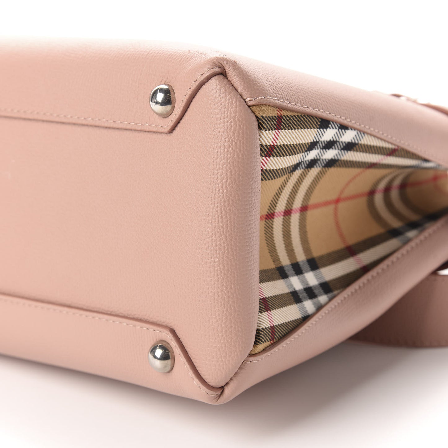 Grainy Calfskin House Check Medium Banner Tote Ash Rose
