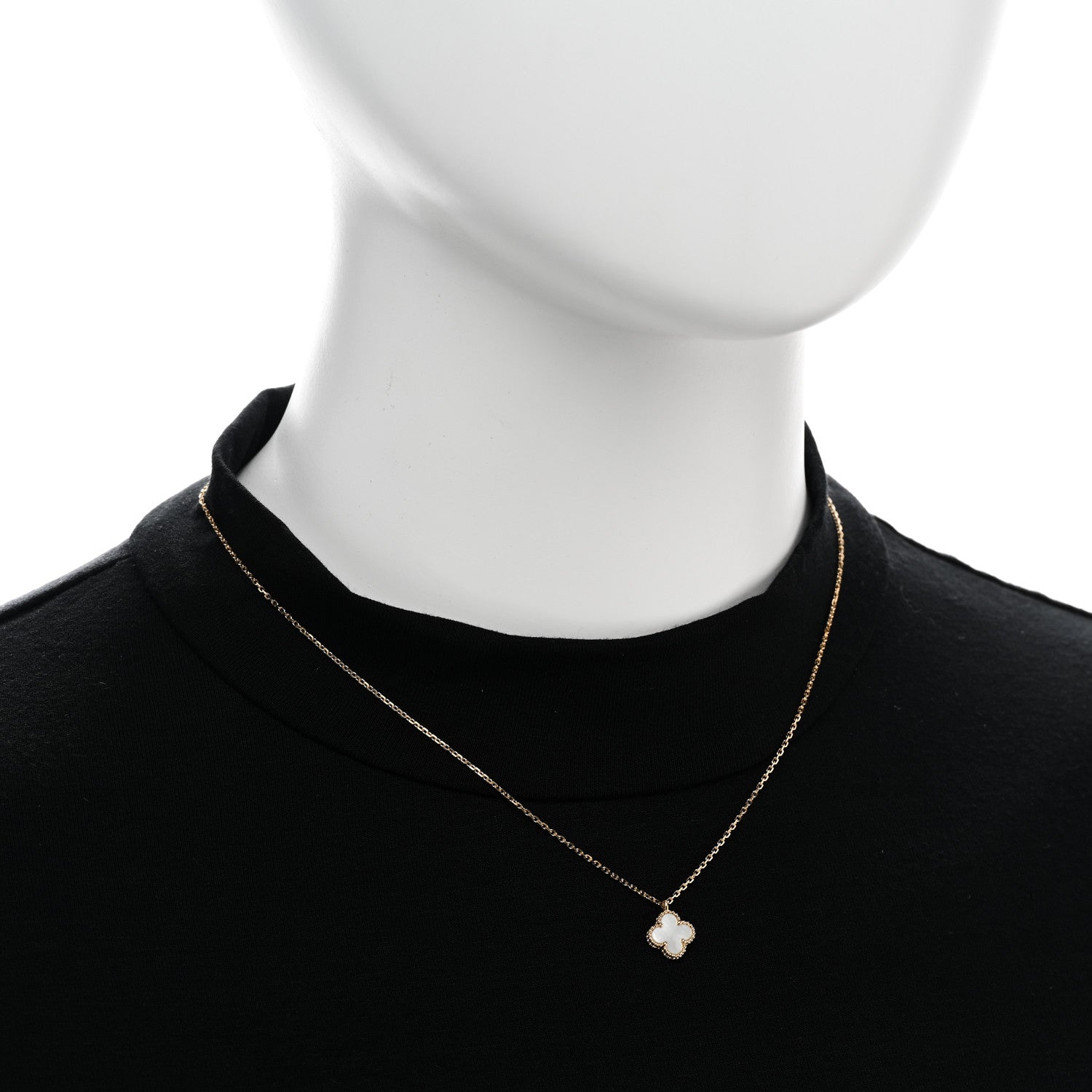 Van Cleef & Arpels 18K Yellow Gold Mother of Pearl Sweet Alhambra Pendant Necklace 2 of 6